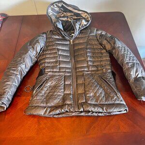 The North Face Womens Quilted‎ Hooded Belted Puffer Jacket M Black